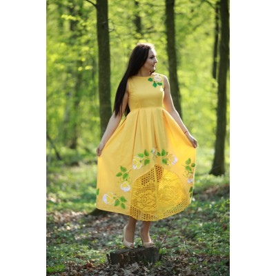 Embroidered dress "Double Yellow"